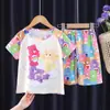 Pijama Infantil Transfronterizo Verano Manga Corta Tallas Mediana y Grande Niños Niños Ropa de Casa Niñas Bebé Dibujos Animados Traje de Capibara