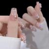 Parche para uñas estilo Pure Desire, color Camellia, con cinta desmontable, acabado en blanco, color nude suave y perlado, manicura al por mayor.