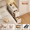 Mesita de Noche Ultraestrecha, Gabinete de Almacenamiento Simple, Gabinete Estrecho para Espacios Pequeños en el Dormitorio con Cajones de Madera Maciza, Estante Pequeño Creativo para Mesita de Noche