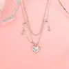 Diseño de Nicho Collar de Corazón de Gama Alta para Mujer, Exquisito y Moderno, Colgante de Cruz de Doble Capa Versátil, Cadena para Clavícula de Lujo Ligero