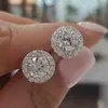 Pendientes Redondos con Tachuelas de Diamante Más Vendidos Transfronterizos, Pendientes de Zirconia de Moda Nuevos para Mujer Europeos y Americanos Transfronterizos, Joyería para Orejas para Regalar