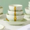 [Procesamiento y Personalización] Gaoyue Lujo Accesible Phnom Penh Tazones y Platos de Cerámica, Vajilla Doméstica Simple y de Moda, Tazones para Sopa y Vajilla
