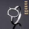 Anillo de Plata S925 CaSual y FaShionable con Soporte Vacío, Huevo Facetado Incrustado con 4x6 5x7 6x8 7x9 8x10 9x11