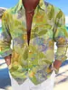 Nueva Camisa Casual de Manga Larga Transfronteriza Europea y Americana 2024 Estampado de Tortuga Manga Larga Hawaiana Explosiones Transfronterizas