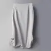Saia Longa de Cetim Sedoso com Fenda, Emagrece e Valoriza a Silhueta, Nova Saia Midi Feminina de Verão/Primavera com Cintura Elástica e Design Cauda de Peixe