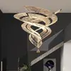 Lámpara de araña grande para espacios de piso intermedio en casas rurales autoconstruidas, lámpara de araña de alta gama y elegante para entrepiso de planta dúplex de villa, hueco de escalera