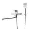 En stock: Grifo de ducha de acero inoxidable 304, mezclador de agua fría y caliente para bañera, grifo de baño de tres vías montado en la pared, instalación empotrada