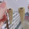 Brincos de borla elegantes estilo francês, brincos exclusivos de nicho de prata, brincos longos de agulha de prata 925 para mulheres, leves, luxuosos, de alta qualidade,