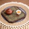 Bandeja de Té Color Nogal Chino Bandeja Retro para el Hogar Soporte para Tetera Estilo Zen Bandeja para Burbujas Secas Tapete de Té Impermeable Almohadilla Aislante de Calor