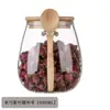 Pote de Vidro Transparente para Armazenamento de Lanches de Grande Capacidade, Pote Doméstico com Colher de Madeira, Recipiente para Armazenamento de Grãos em Formato de Barriga Grande