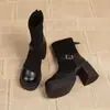 Botines retro con hebilla, nueva colección otoño/invierno 2026, forrados de felpa, con cremallera, diseñados para mujeres menudas, con efecto de realce de altura y adelgazante, estilo botas Martin