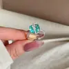Anillo de Cubo de Azúcar Espumoso Menta Mambo Artesanía Pesada Elegante de Gama Alta Blanqueador Fresco de Verano Anillo para Dedo Índice de Personalidad para Mujeres