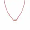Collar trenzado de cuerda de macarrón más vendido de AliExpress con piedras de circonita cúbica ovaladas y cuadradas, diseño simple, estilo femenino de Amazon