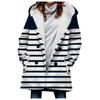 Venda quente transfronteiriça 2023 novo trench coat feminino inverno engrossado estilo europeu e americano folha padrão casaco com capuz atacado