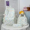 Mochila floral minimalista estilo bosque 2026 conjunto de tres piezas estilo campus transfronterizo mochila escolar para estudiantes de secundaria y preparatoria mochila de viaje