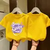 Ropa de Verano para Niñas de Algodón Puro Ropa Infantil 2026 Nuevo Estilo Camiseta de Manga Corta Infantil Niños Medianos y Grandes Estampado de Dibujos Animados Ropa de Verano Top