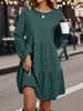 Vestido de pana de manga larga con cuello redondo para mujer, novedad de otoño, transfronterizo europeo y americano de Amazon