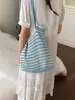 Bolso Tejido Rayado Transfronterizo para Mujer 2026 Primavera Nuevo Bolso Cubo de Hombro de Gran Capacidad Bolso de Playa Tejido Casual