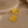 Pendientes de Borla de Flor de Perla Acrílica Aguja de Plata Pendientes Super Hada Elegantes Versátiles Nicho Pendientes Dulces de Moda para Mujer