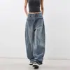 Jeans Estilo Diseñador Scimitar para Mujer, Tendencia Otoño e Invierno Versátiles Nuevos Pantalones Anchos Holgados, Pantalones Lavados de Calle