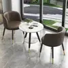 Conjunto de mesa e cadeiras de varanda de luxo com três peças, moderno, uma mesa e duas cadeiras, conjunto de mesa redonda de recepção casual simples criativo, combinação