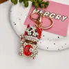 Chaveiro de gato da sorte fofo e requintado com strass, liga de zinco com incrustação de diamante, chaveiro de carro com caractere de fortuna, pingente de bolsa, atacado