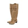 Botas de Caña Ancha para Mujer 2026 Otoño e Invierno Botas Largas de Gamuza por Encima de la Rodilla con Punta Fina, Tacón Grueso, Efecto Adelgazante y Diseño Fruncido