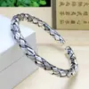 Pulsera tejida vintage plata pura 999 abierta hecha a mano estilo étnico para mujer pulsera de plata TikTok live regalo de vacaciones