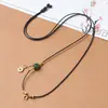 Cordón de Cuero Hecho a Mano Cordón de Collar de Alta Calidad Cordón para Colgar Colgante Delgado Estilo Delgado Extremadamente Delgado Candado Dorado Colgante Pequeño Jade Clavícula Simple