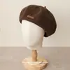 Gorra de Artista Retro para Mujer de Otoño e Invierno, Boina Versátil Estilo Coreano para Adelgazar el Rostro, Gorra de Periodista de Color Sólido de Lana Engrosada