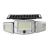 Nueva luz de tres focos montada en el suelo con energía solar, farola exterior impermeable con sensor, luz de césped para patio y hogar controlada por control remoto