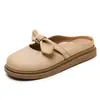 Pantuflas Baotou para Mujer 2025 Nuevo Estilo Lazo Súper Suaves Zapatos Planos Slip-On Franceses Punta Redonda Zapatos Perezosos