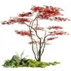 Árbol de Arce Rojo Simulado Árbol Falso Paisaje Arce Japonés Planta Verde Paisajismo Escaparate Patio Entrada de Casa de Té Decoración de Plantas Adornos