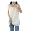 8303 Nova regata de renda para primavera e verão, peça externa, top, elástico, para meninas plus size, moderno, usável