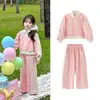 Conjunto de Otoño para Niñas Beikefei Primavera y Otoño Ropa Infantil Conjunto de Dos Piezas para Niñas Camisa Deportiva con Cuello Alto y Cremallera