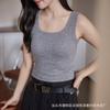 Chaleco de hombros anchos y cálidos cepillados de cachemira de color sólido para otoño e invierno, ropa interior y exterior para mujer con almohadilla para el pecho, camisa de tirantes con cuello cuadrado.