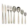Juego de Cuchillo, Tenedor y Cuchara Cuadrados de Acero Inoxidable 304 para Uso Doméstico, Cuchara Redonda, Cucharita de Café, Cuchillo y Tenedor para Bistec de Restaurante Occidental, Cuchara y Tenedor de Postre