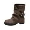 Botines cortos estilo Martin vintage transfronterizos chica picante mujer 2026 otoño nuevo hebilla de cinturón western tacón grueso caídos botines cortos