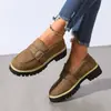 Zapatos Británicos de Mujer de Talla Grande Transfronterizos Mocasines Moda para Mujer Versátiles Retro Casual Tacón Grueso Suela Gruesa Zapatos Individuales