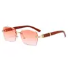 Gafas de sol sin montura con patas de imitación madera europeas y americanas transfronterizas para hombre, caja, protector solar, alta moda, fabricantes, venta al por mayor
