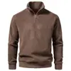 Nuevo Jersey Pullover para Hombre Otoño e Invierno, Sudadera con Media Cremallera, Chaqueta Oversize Versátil de Color Sólido, Forrada de Polar y Engrosada