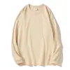 Camiseta de manga larga de color liso con cuello redondo estilo japonés para salidas de verano, primavera y otoño, para hombre y mujer, estilo americano, versátil, holgada, para estudiantes