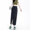 Falda Vaquera de Tencel para Mujer 2024 Nuevo Otoño Delgada Cintura Alta Abertura Seda de Hielo Línea A Cadera Falda Larga