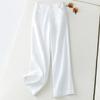 Calça Casual de Verão 2026 Estilo Coreano de Algodão e Linho, Perna Reta, Caimento Solto e Fluido, Cintura Alta Emagrecedora, Tamanho Plus Size, Perna Larga