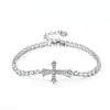 Europa y América Venta Caliente Nueva Moda Oro Rosa Corazón Circonita Pulsera Simple Cobre Incrustado Diamante Pulsera para Mujer Brazalete
