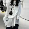 Camiseta Manga Longa Estilo Coreano 2026 Primavera Slimming Versátil Estampa de Personagem de Desenho Algodão Puro Top para Mulheres