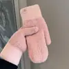 Luvas de Inverno para Mulheres, Espessadas e Quentes, Luvas de Pelo com Camada Dupla, à Prova de Vento e Frio, Nova Tendência de Ciclismo ao Ar Livre para Estudantes 2024