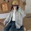 Jaqueta Estilosa para Meninas Primavera e Outono com Gola Alta Estrela 2026 Novo Estilo Meninas Grandes Estilo Coreano Moda Casual Cardigan Top Tendência