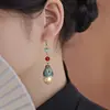 Pendientes con Borlas, Estilo Hanfu, Estilo Chino 2025 Pendientes Nuevos, Chapados en Plata Oro, Perlas Mariposa Azul Quemado