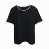 Camiseta de Renda Francesa de Alta Qualidade com Decote Manga Curta Algodão Puro Casual Ombro Direito Gola Redonda Moda Versátil Top Estilo Novo de Verão